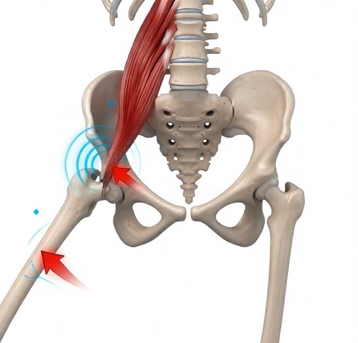 Psoas groove или место, где повреждается сухожилие подвздошно-поясничной мышцы